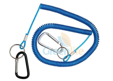 Linea flessibile blu di alluminio corda di sicurezza di pesca di Carabiner della cordicella della canna da pesca dei 8 tester della molla elicoidale