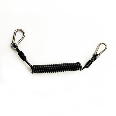 Strumento di molla elastico nero Lanyard Carabiner To Carabiner Drop Protection