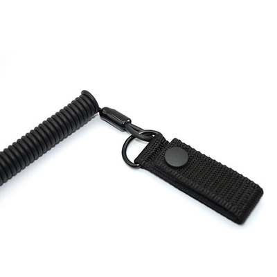 Matt Black Coiled Pistol Lanyard 2M Espansione per Duty Belt Loop