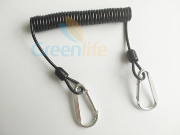linea flessibile nera d'argento lunga corda arrotolata di sicurezza della cordicella dello strumento della bobina di 1.5M Carabiners della cordicella