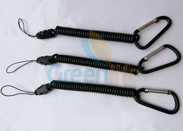 Corda stile bobina elastica staccabile del nero della cordicella con il ciclo/Carabiner della corda
